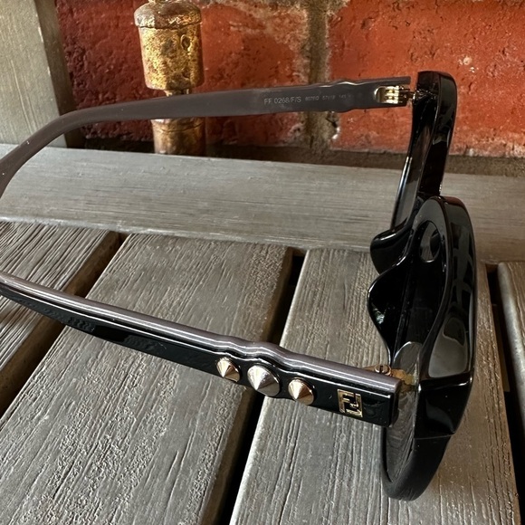 FENDI Fun Fair FF 0268 807 FQ Black Cat Eye Round Sunglasses Mirror lens no case - Picture 15 of 17